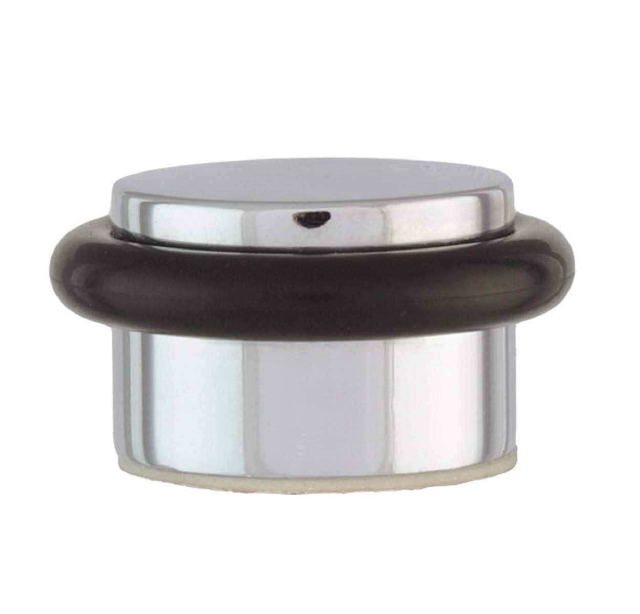 EVI Herrajes | Adhesive Door Stop | Ø28x20mm | Floor Mounted | Chrome Brass Finish | Silicone Protection Rubber | I-103-CR