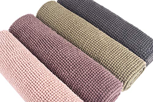 Bath Rug 20"x 30" Grey Ultra Thick and Soft Texture Chenille Bathroom Rug Non-Slip Door Mat for Kitchen/Entryway (Charcoal) - Thumbnail 6