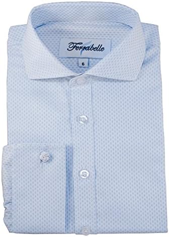 Boys Dress Shirts Long Sleeve - Comfortable 100% Cotton, Fashioned Spread Collar, and French Cuffs with Cufflinks Included