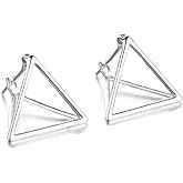 Helen de Lete Simple Geometric Triangle Sterling Silver Stud Earrings for Women
