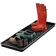 Gardeners Supply Company Large Boot Tray with Drip Grids | Multi-Purpose All Weather Waterproof Indoor & Outdoor Shoes Mat Made with 100% Recycled Plastic | 46-1/2" L x 15-1/2" W and 2" Deep - Black
