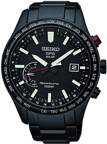 Seiko Sportura Black Dial Stainless Steel Men's Watch SSF005