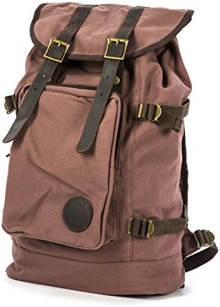 ThinkFast Rugged Men’s Canvas Hiking Travel Backpack – For Hiking, School, or Work – 20 Inches Tall by 15 Inches Wide – Brown