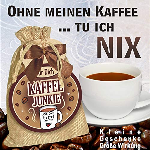 Kaffeesäckchen - Kaffee Junkie - als Geschenk für Kaffeeliebhaber und Kaffeegenießer. Witzige Geschenkidee mit Kaffee im… – Bild 5