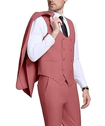 WOMS Men's 3 Piece Slim Fit Suit, Coral Wedding