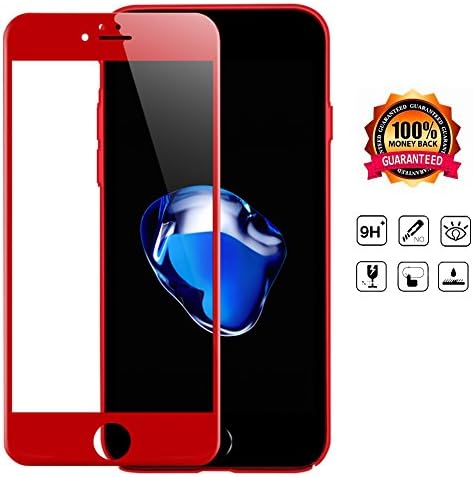 Screen Protector for iPhone, RERCHMO 3D Full Cover HD Protection Tempered Glass Protector [Red] (Red for iPhone 7)