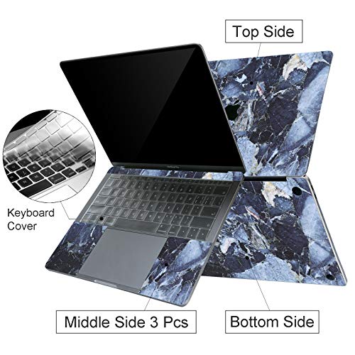 Digi-Tatoo 4-in-1 MacBook Skin Decal Sticker Compatible with Apple MacBook Pro 13 Inch w/Touch Bar (Model A2159/A1706/A1989), Full Body Protective, Removable and Anti-Scratch, Blue Marble - Thumbnail 3
