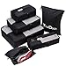 TripDock Various Packing Cubes 6 Set Lightweight Travel Luggage Organizers (1Black(1Large+1Medium+1Small+1Slim+1 Shoes bag+1Laundry bag))