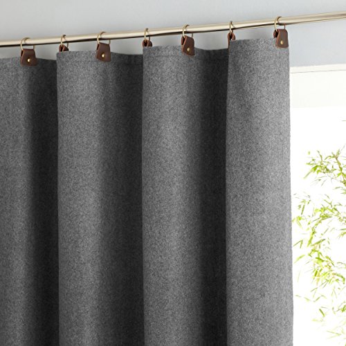 La Redoute Nelson Wool Mix Single Curtain with Leather Tabs Grey Size 150 X 260 cm