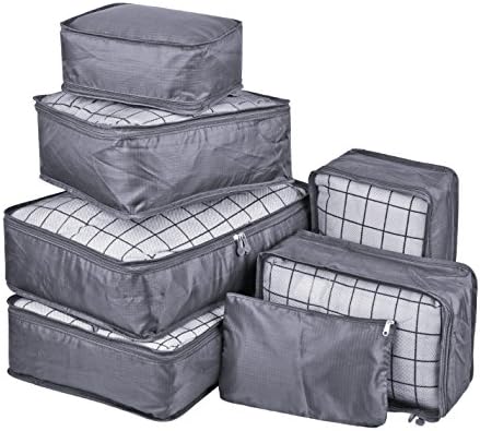 Vercord 7 Set Travel Packing Organizers Cubes Luggage Suitcase Organizer Bags Clothes Underwear Cube Shoe Pouch Pack Grey 1 Vercord 7 Set Travel Packing Organizers Cubes Luggage Suitcase Organizer Bags Clothes Underwear Cube Shoe Pouch Pack Grey