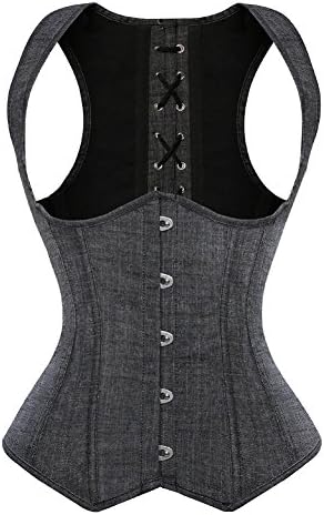 JL Corset Gothic Jean Cupless Open Bust Underbust Waist Cincher Corset Top