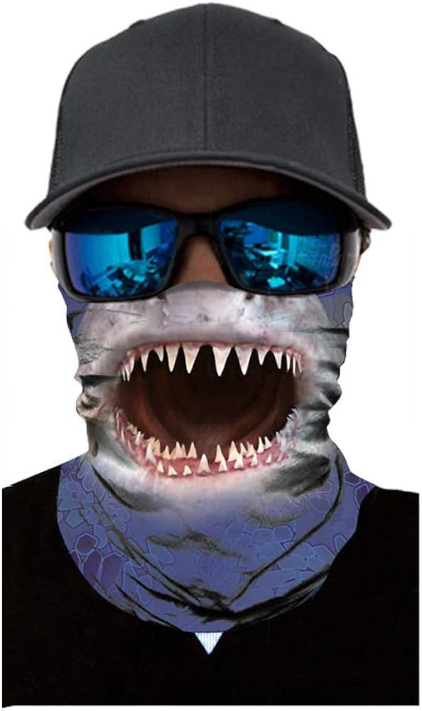 Shark Mouth Headwear Face Magic Scarf Headband Bandana Neck Gaiters Outdoor Sports for Women Men
