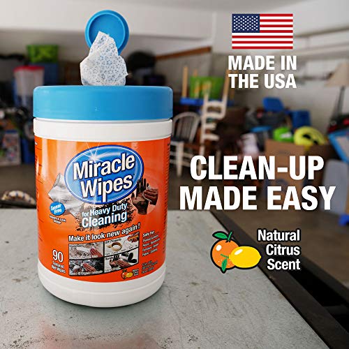 MiracleWipes for Heavy Duty Cleaning (90 Count) - All Purpose Cleaner, Kitchens, Bathrooms, Countertops, Hands, Indoors, Outdoors - Removes Grease, Grime, Crayon, Dirt & More