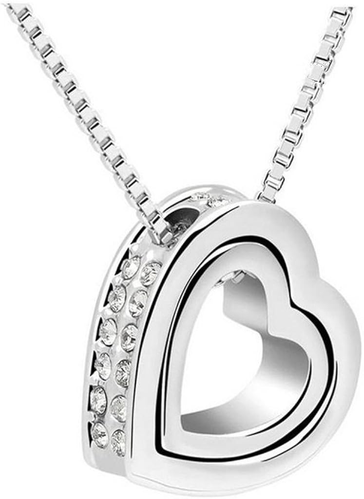 Kette Gold Damen Damen Halskette Mit Herz-Anhänger – 1,25 Karat, 14K Weiß Vergoldet über 925 Sterlingsilber Damen Herz Anhänger Halskette