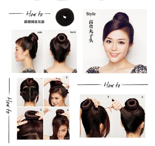 Buy Black 3pcs Set Donut Three Hair Bun Ring Shaper Hair Styler