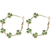 St Patrick's Day Earrings for Women,Green Rhinestone Irish Shamrock Hoop Earrings Green Clover Crystal Opal Drop Dangle Earrings Good Luck St patrick's Day Outfit Holiday Jewelry Accessories