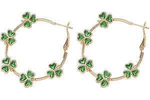 CICOD St Patrick's Day Earrings for Women Girls,Rhinestone Irish Shamrock Drop Dangle Earrings Green Clover Crystal Opal Earrings Good Luck Holiday Jewelry Gift