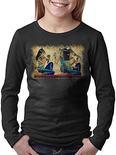 Ancient Egyptian Women Youth Cotton Long Sleeve Cool T-Shirt Tee Crew Neck M