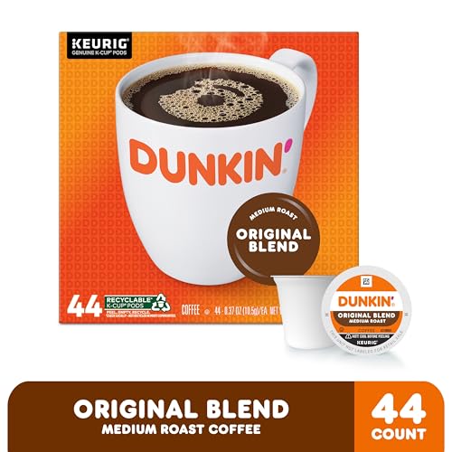 DUNKIN’ ORIGINAL BLEND MEDIUM ROAST COFFEE, 44 KEURIG K-CUP PODS