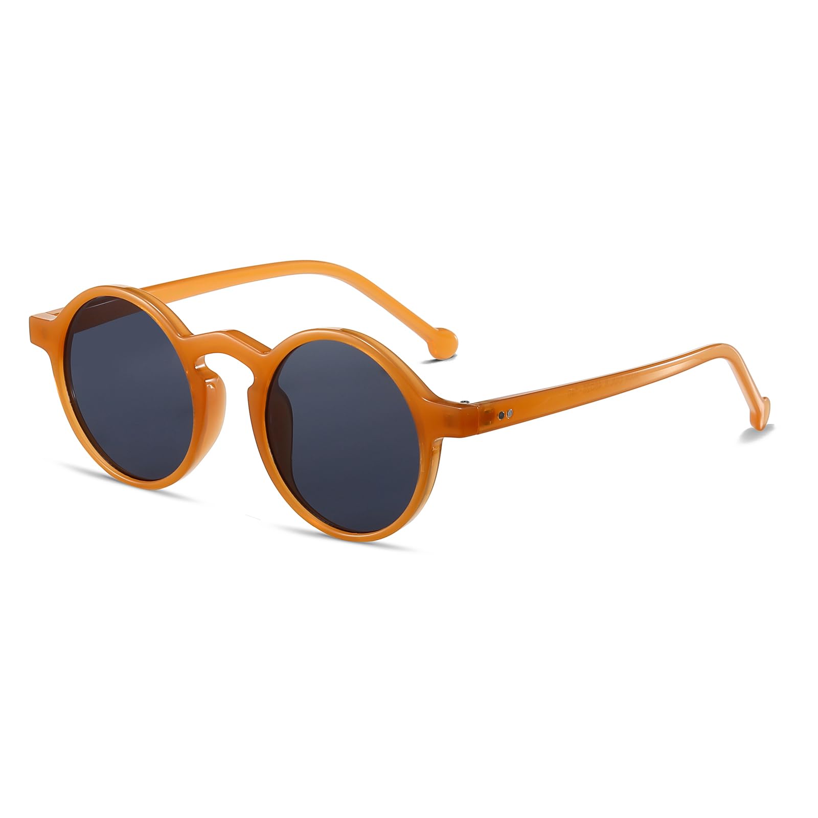 Photo 1 of Xpectrum Lightweight Unisex Small Round Sunglasses Hippie Circular Plastic Retro Lennon Boho Glasses (Orange Grey, 47)