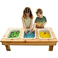Noble Toys Wooden Toddler Triple Bin Sensory Table | Toddlers Activity Play for Outside | Sand and Water Table for Age 18 Months+ | Fill with Craft, Mud, and Sensory Toys | Large Outdoor Kids Kitchen