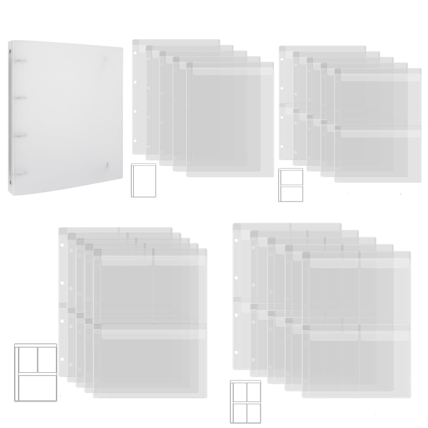 OTCRAFT 20 Pages A4 4-Rings Clear Stamps Storage Embossing Folder Storage Photo Storage Album Seal Bags Storage Keeper Cards Folder Storage Bag for DIY Scrapbooking Arts Crafts Collecting Bags