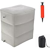 goldhik Inflatable Travel Foot & Leg Rest Pillow with Adjustable Height for Airplane, Car, Bus, Train, Office, Camping and Kids to Sleep on Long Flights, Air Pump Included