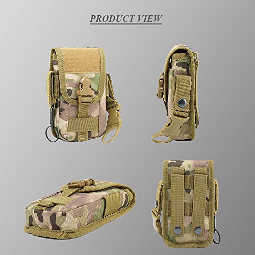 Tactical Molle Phone Pouch Holder Holster 600D Nylon Waist Bag with Belt Clip for iPhone Xs Max XS 8 7 Plus Money Pocket Purse Samsung S8 Plus S7 Edge Plus LG G6/G5 (Black) - Thumbnail 4