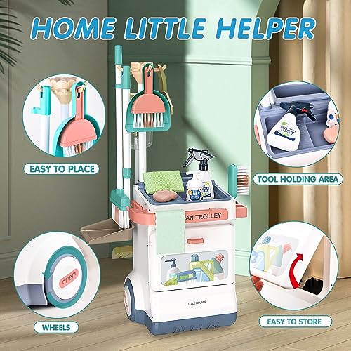 Play Kitchen NimJoy Kids Cleaning Set With Costume, Pcs Pretend