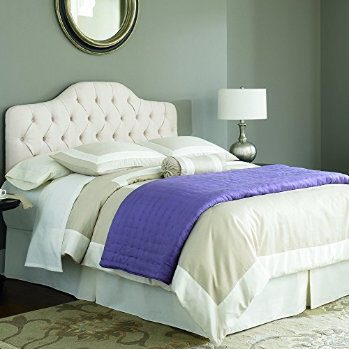 Martinique Upholstered Adjustable Headboard Panel with Solid Wood Frame and Button-Tufted Design, Ivory Finish, Twin