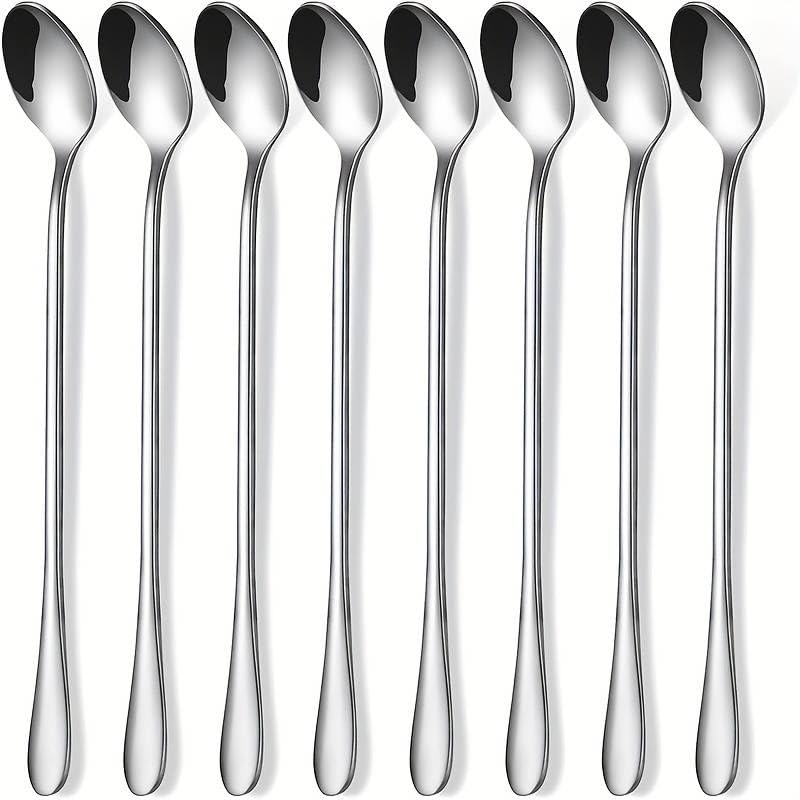 Maestro Craft Pack of 12 Stainless Steel Long Handle Spoons, Mixing Stirring Tea Coffee Desserts Spoons- Kitchen Cutlery Set, Dishwasher Safe 7.5in