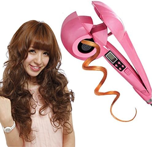Ceramic Hair Curler, Emontek Hair Style Maker with Negative Iron and LCD Display, Pro LCD Salon Automatic Hair Roller US plug, 140℃-230℃ Temperature Control (Rose Pink)