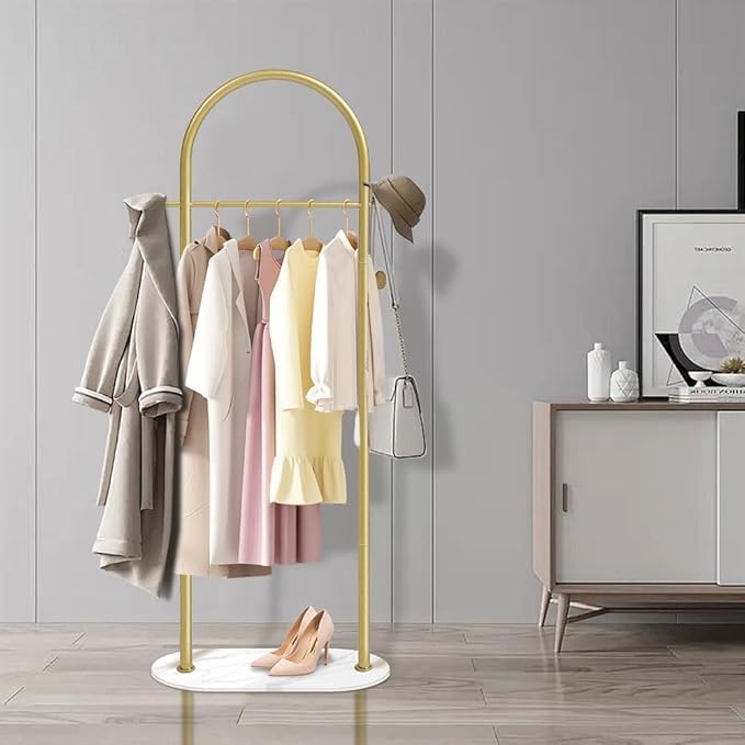 STAZWOUZZ Perchero Moderno Dorado Con Base de Mármol, Perchero Dorado, Soporte para Perchero para Entrada, Perchero para Colgar Sombreros con Base de Mármol ﻿