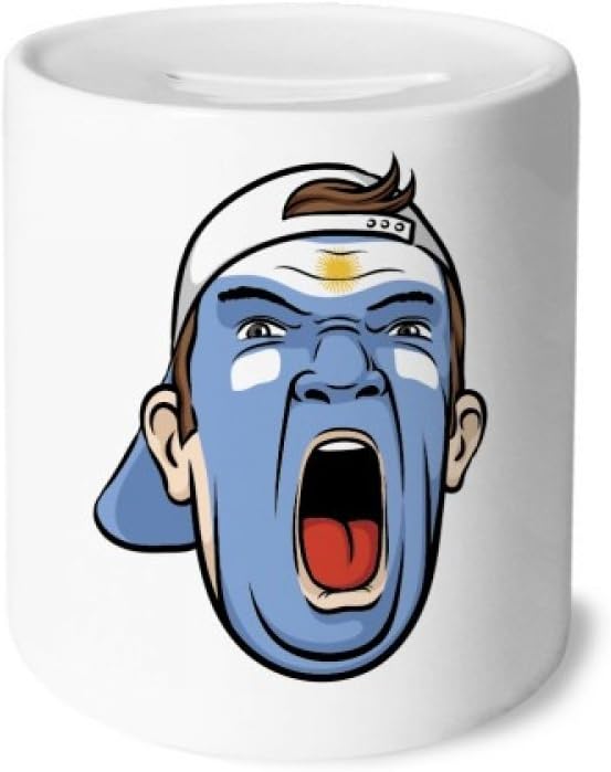 DIYthinker Argentina Facial Makeup Screaming Cap Money Box Saving Banks Ceramic Coin Case Kids Adults 3.5 inch in height, 3.1 inch in diameter Multicolor