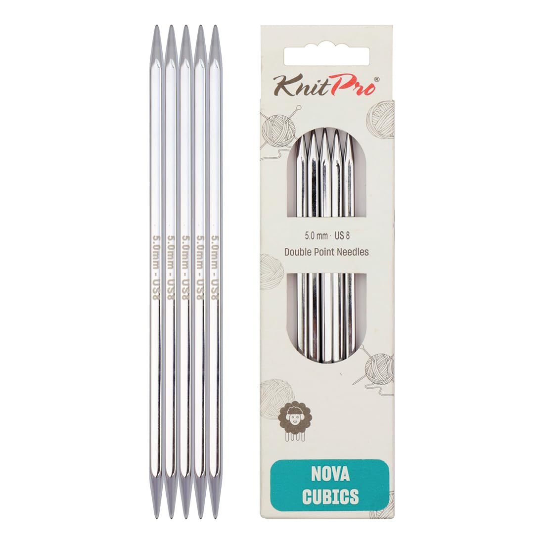 KnitPro Nova Cubics Double Pointed Needles 6" (15cm) | 5.00mm