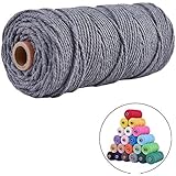 flipped 100% Natural Macrame Cotton Cord,3mm x109 Yard Twine String Cord Colored Cotton Rope Craft Cord for DIY Crafts Knitting Plant Hangers Christmas Wedding DÃ©cor (Gray, 3mm109yards)