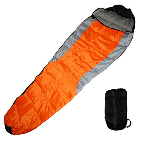 Shop4Omni Adult Mummy Type Camping Sleeping Bag with Carrying Case (Orange)