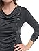 Allegra K Women's Cowl Neck Long Sleeves Buttons Decor Ruched Top Small Dark Gray