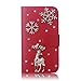 Samsung Galaxy S4 Christmas Wallet Case, Bling Rhinestone Leather Flip Wallet Snowflake Reindeer Design Case Cover For Samsung Galaxy S4 i9500 For Christmas & Winter(Does Not Fit Galaxy S4 Active Or Mini) (Red)