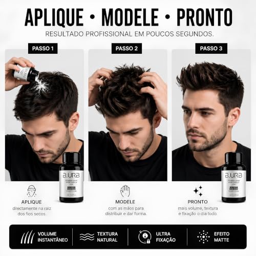 Pó Modelador Capilar B.URB NOHO 10g Matte Ultra Fixação e Volume | Efeito Matte e Textura Natural para Estilo Masculino Profissional