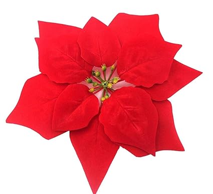 Nykkola 203 Cm Soie Rouge Poinsettias Tête De Fleur