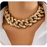 Quivox Gold Choker Necklaces for Women Chunky Silver Cuban Chain Statement Necklace Exaggerated Designer Collar Necklace Trendy Punk Y2k Jewelry Gift