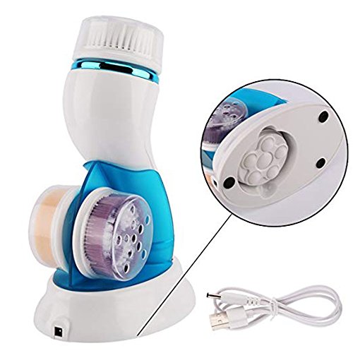Carejoy Facial Brush Waterproof 2 Speed Electric Deep Cleansing System with 4 Massager Brush Heads