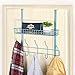 NEX Upgrade Over The Door Hook Shelf Organizer 5 Hooks with Basket Storage Rack for Coats & Towels (Auqa Blue)