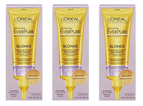 L'Oreal Paris Hair Expertise - EverPure Brass Banisher System - Blonde Shade Reviving Treatment Pack of 3 + FREE Schick Slim Twin ST for Sensitive Skin