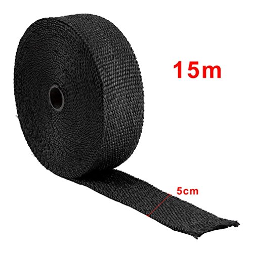 50Ft Exhaust Heat Wrap Roll Fiberglass Heat Shield Tape W/ 10Pcs Stainless Ties