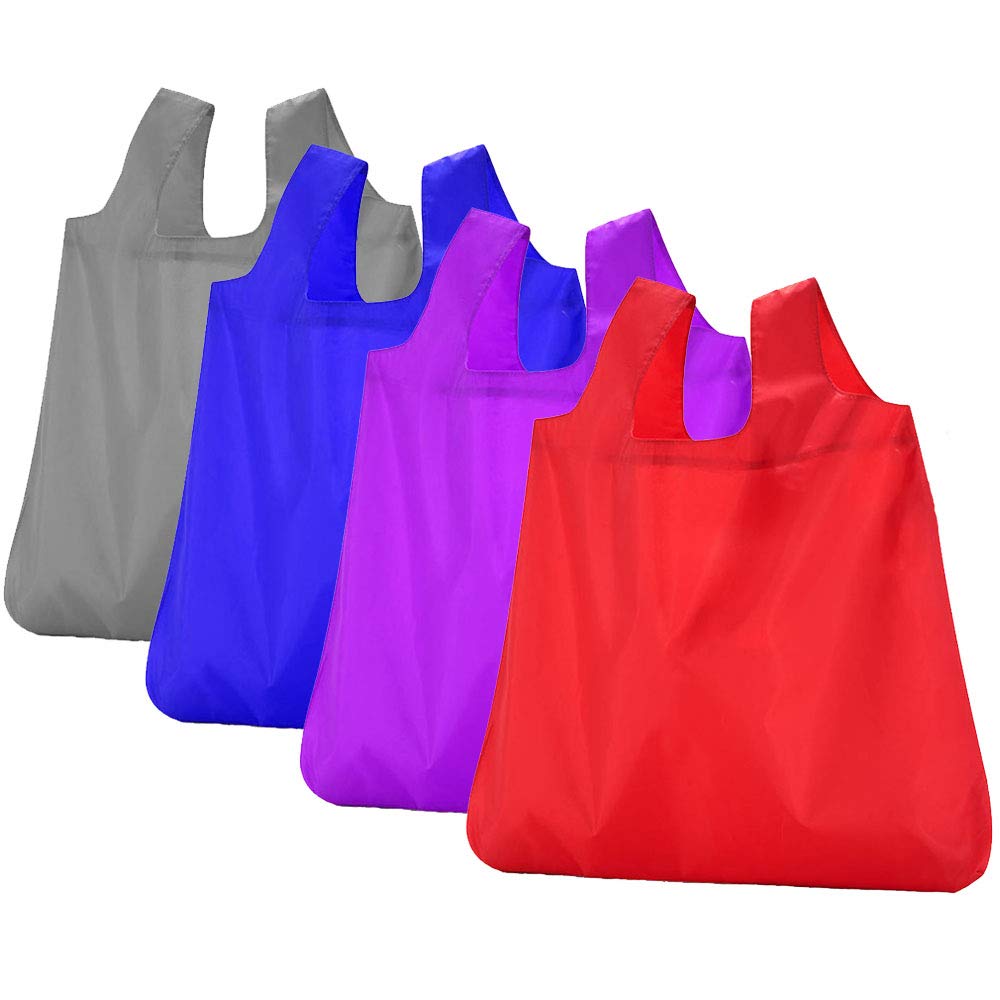 Extra Strong Fold Away Shopping Bag - Reusable Foldable ECO Grocery Bags and Handy Travel Bag
