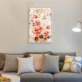Floating Framed for Living Room Bedroom Vintage Flower for