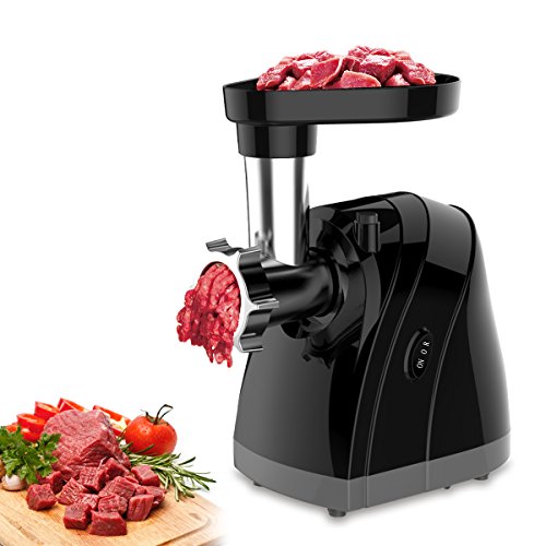 Meat Grinder Electric Stainless Steel Sausage Maker, Meat Mincer Sausage Stuffer with Grinding Plates for Home Use(Black)