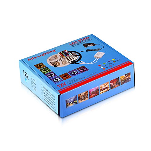 Alfa Lighting 16.4 Ft/5m 150 LEDs Flexible LED Strip Lights 5050 SMD RGB 12V 2A + 44 Keys Remote Control [Energy Class A] - Thumbnail 6